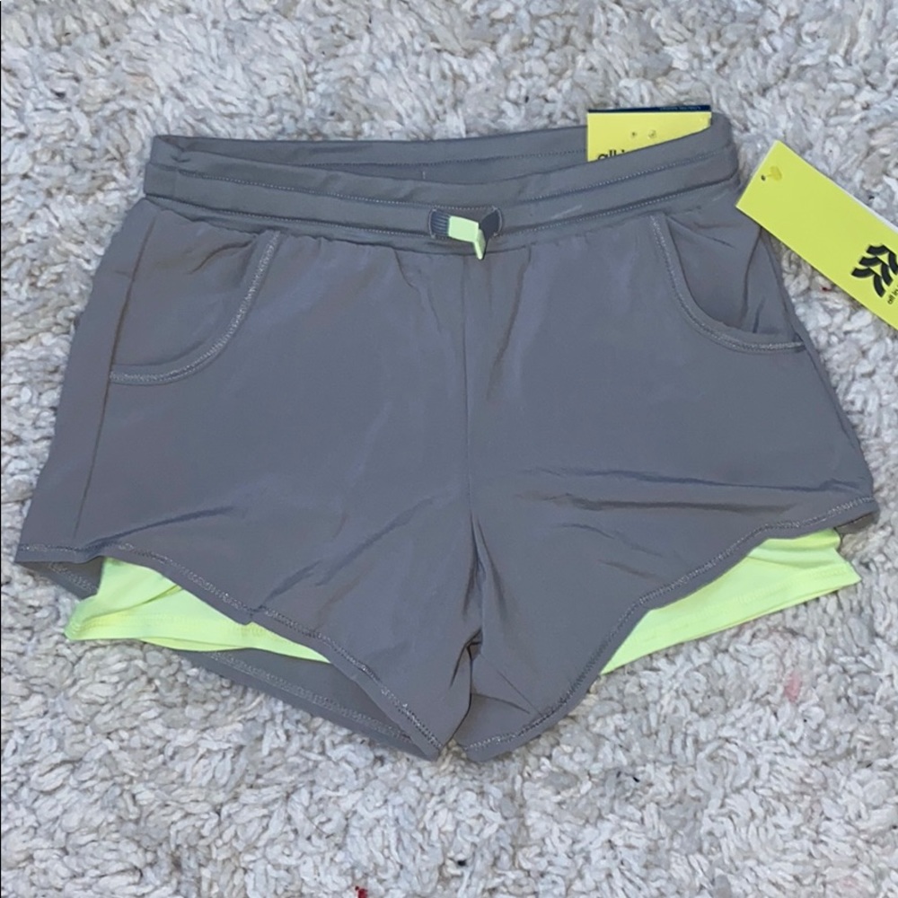 Reflective Grey and Neon Yellow Athletic shorts